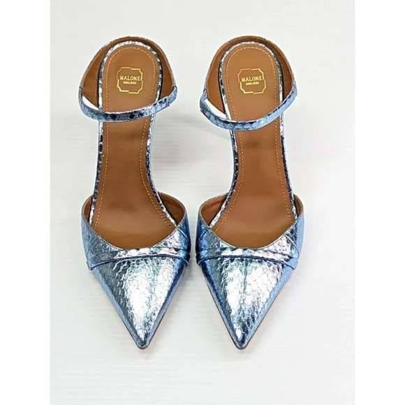 Malone Souliers Women's Uma 90 Pointed Toe Mules Heel Steel Size 37.5 MSRP $775 - Picture 6 of 12